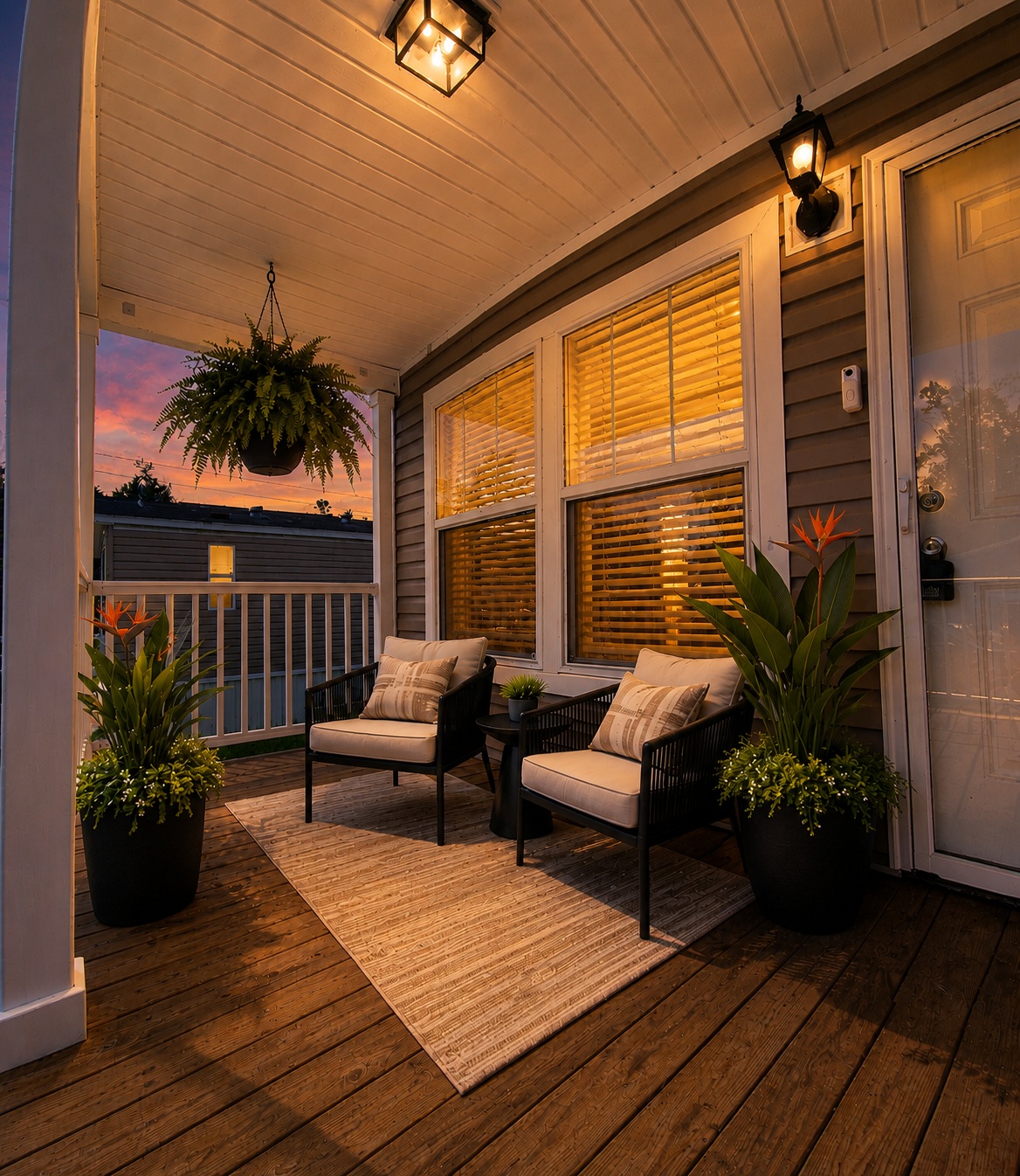 front porch night Natural Light, Open Spaces & Contemporary Living.