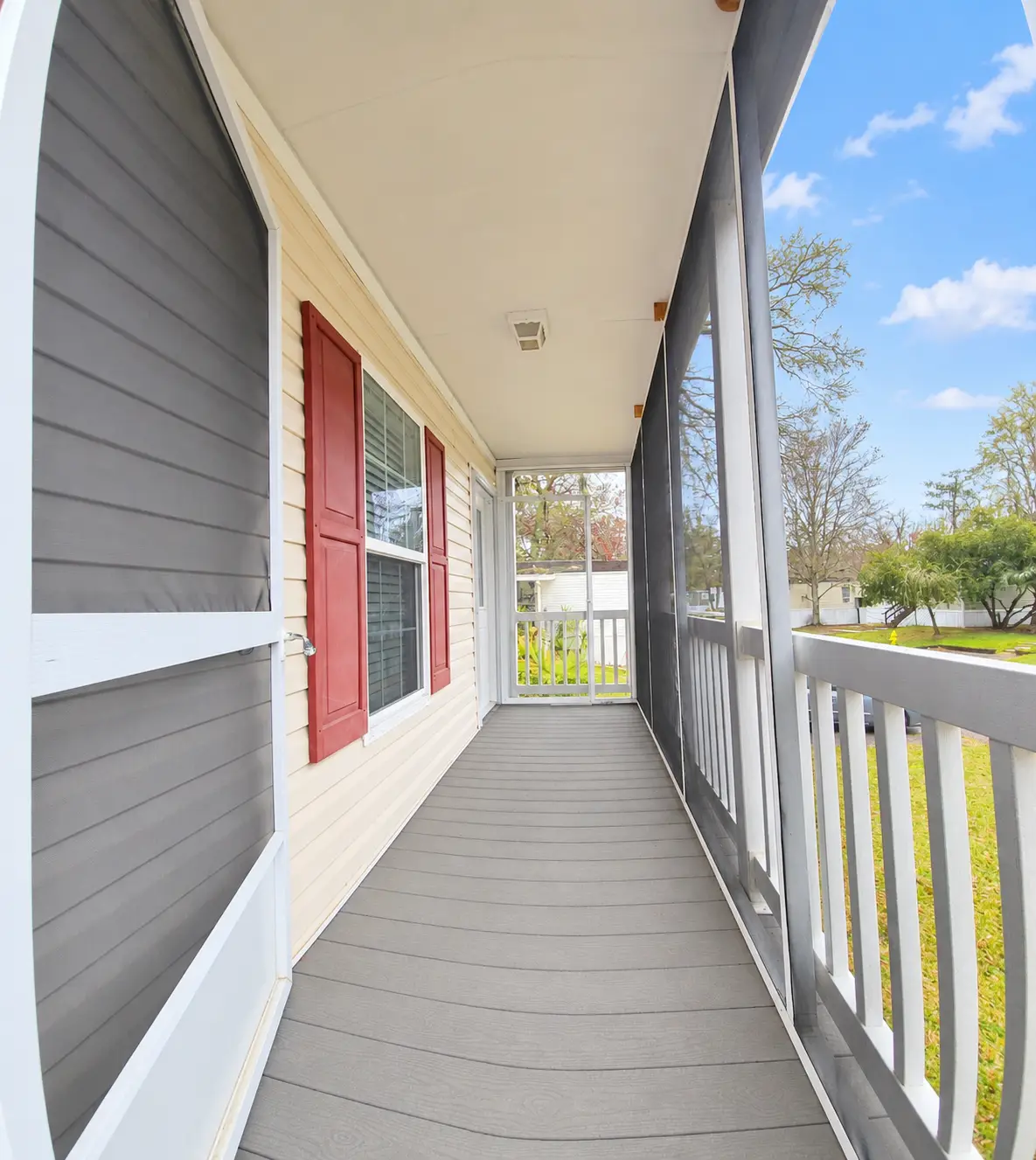 Bright Screened Porch Perspective (1) Starter Home. Downsizing Dream. Affordable Living. Your Move.